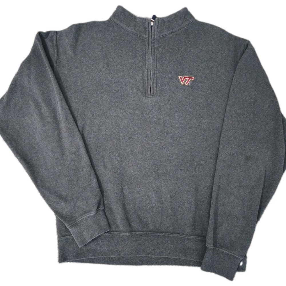 Peter Millar Virginia Tech Hokies Quarter Zip Pullover Gray Mens Size Large
